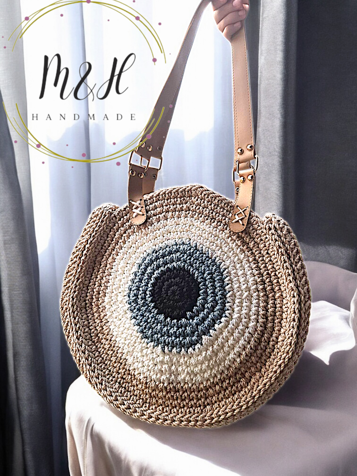 شنطة كروشيه دائرية – تصميم العين - Image 3