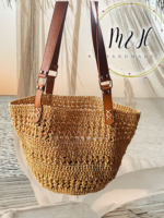 👜 شنطة كروشيه صيفية – Handmade Raffia Bag - Image 4