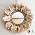 Raffia macrame mirror