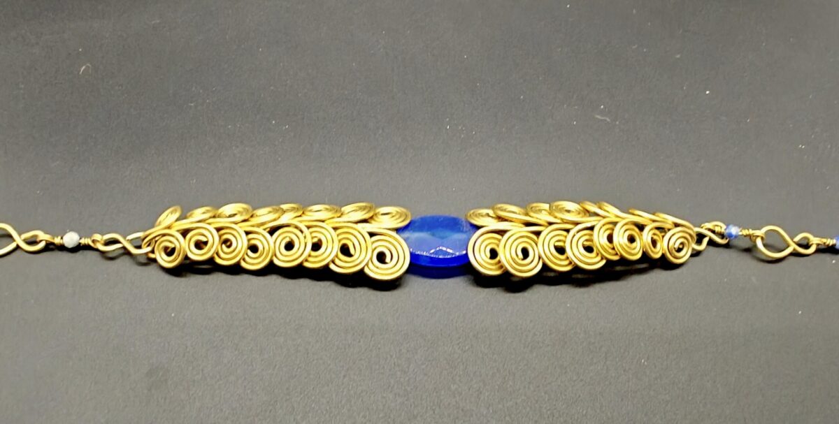 Spiral Coil Bracelet with Jade Stone - Image 2