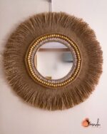 Jute mirror fringe wall decor
