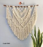 Macrame wall hanging with wavy lines