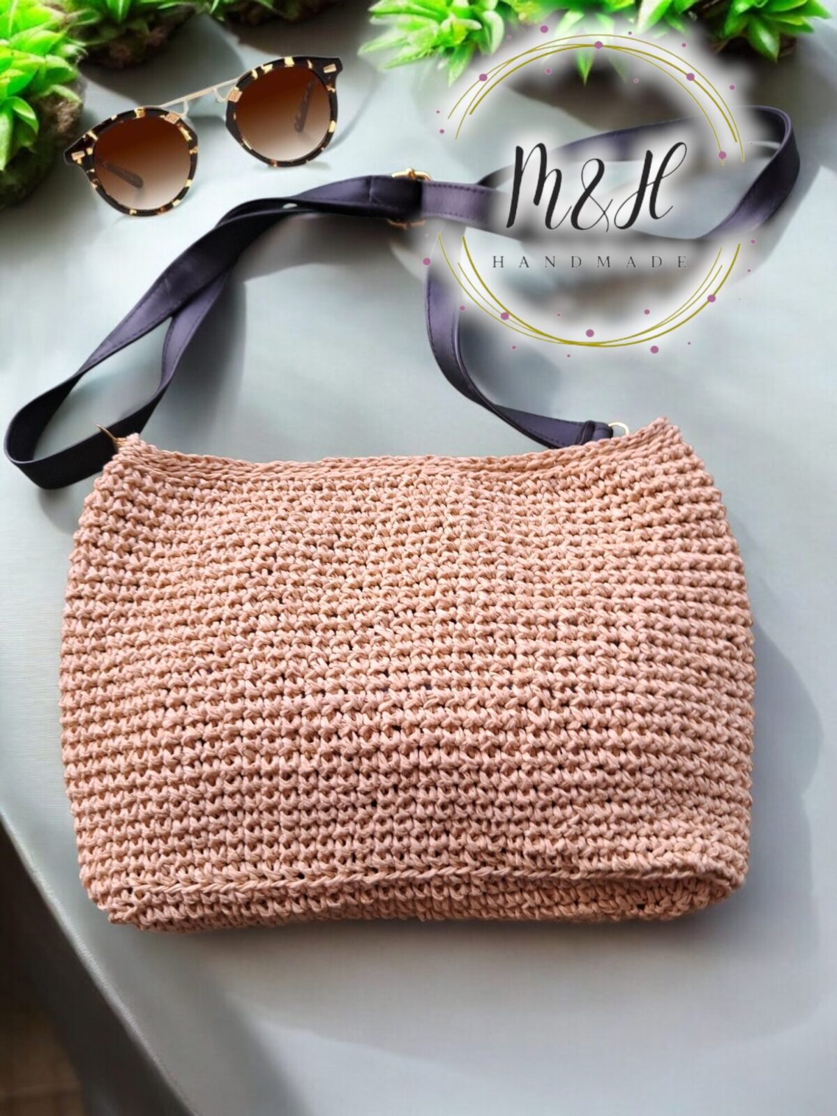 👜 شنطة كروشيه كاجوال بخيط رافيا – Raffia Crochet Shoulder Bag - Image 1