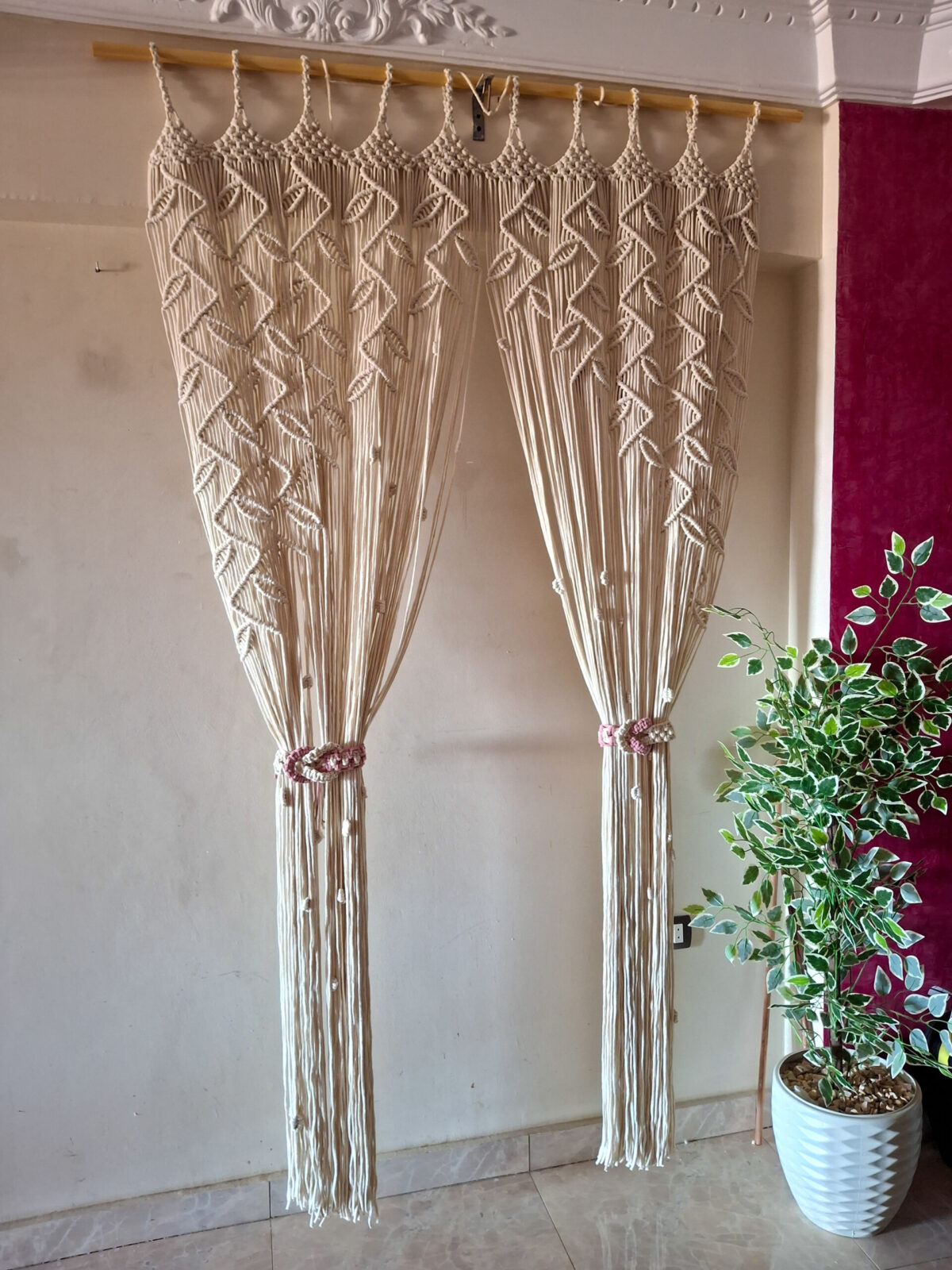 Macrame curtain( w:145cm× L:222cm ) - Image 1