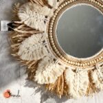 مرايا حائط بوهيمي يدوي - مكرمية ورافيا دائرية - Image 2