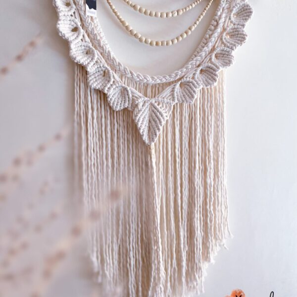 Macrame wall hanging with beads