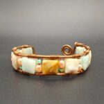 Geometric Square Bracelet with Aquamarine stones