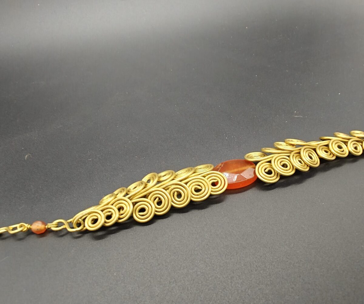 Spiral Coil Bracelet with Jade Stone - Image 3
