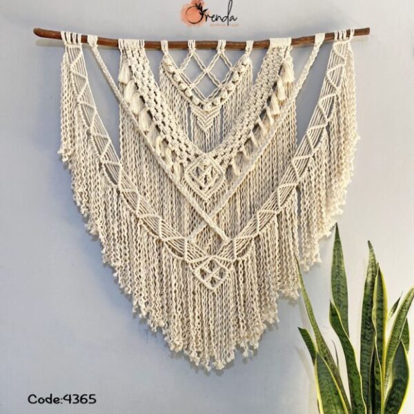 Macrame wall hanging with wavy lines