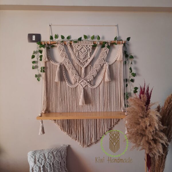 Macrame wall shelf