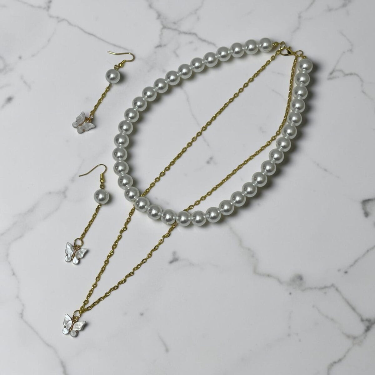 طقم عقد من اللؤلؤ صناعي وي قلده - Image 3
